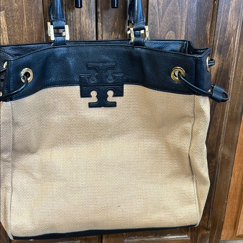 Tory Burch Black and Tan Tote Bag - Picture 3 of 16